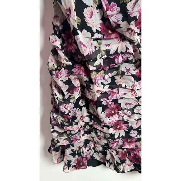 ASTR The Label Dress Large Keira Pink Floral Print Ruched Smocked Mini Dress - Picture 8 of 16